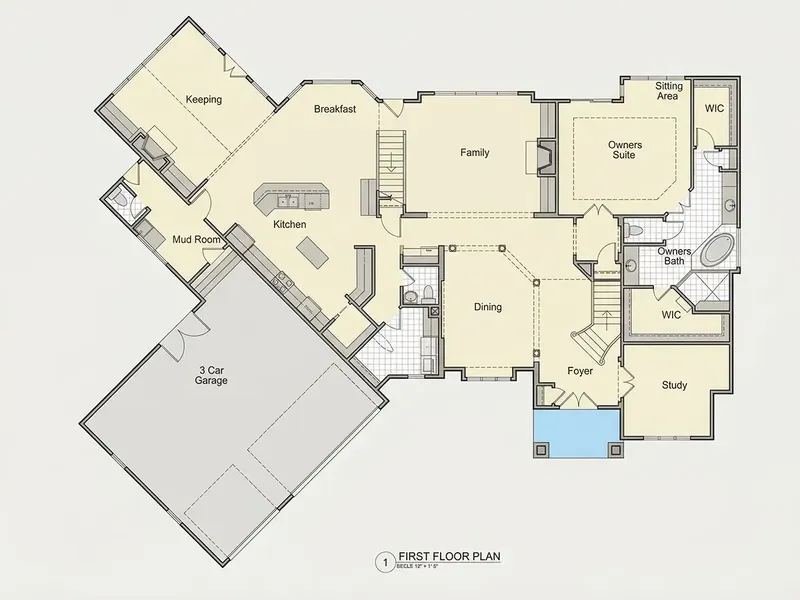 Main Floor 9 – 2-Story House Plan 5350 ft², 4 Beds — 82132R