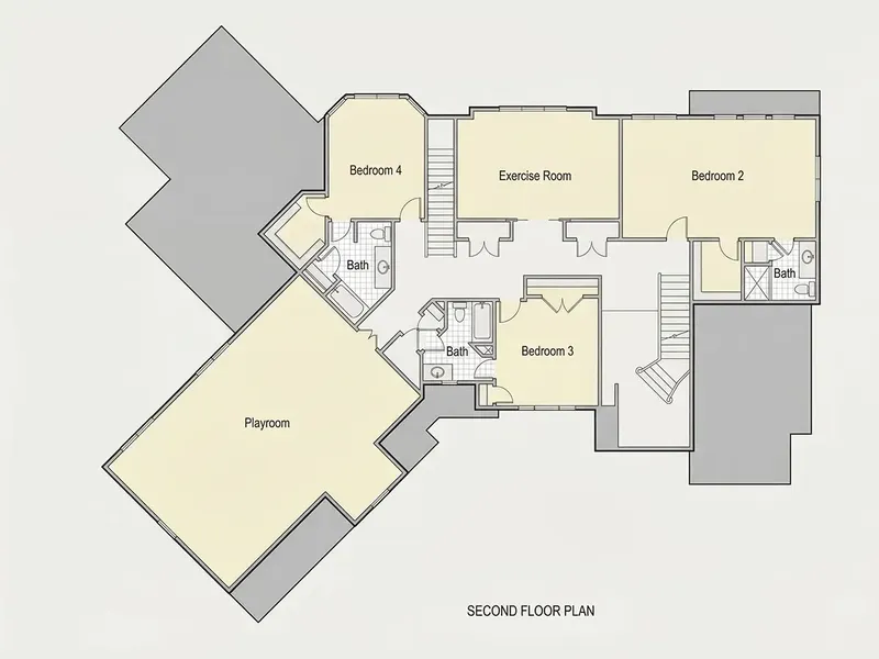 Second Floor 10 – 2-Story House Plan 5350 ft², 4 Beds — 82132R