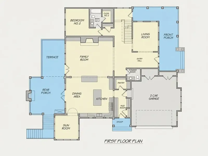 Main Floor 33 – 2-Story House Plan 6776 ft², 6 Beds — 59624R