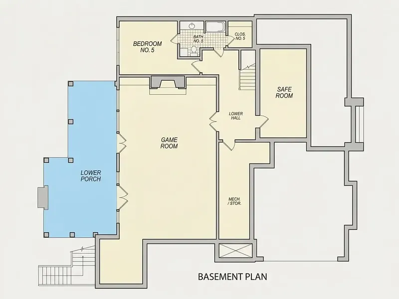 Basement 32 – 2-Story House Plan 6776 ft², 6 Beds — 59624R