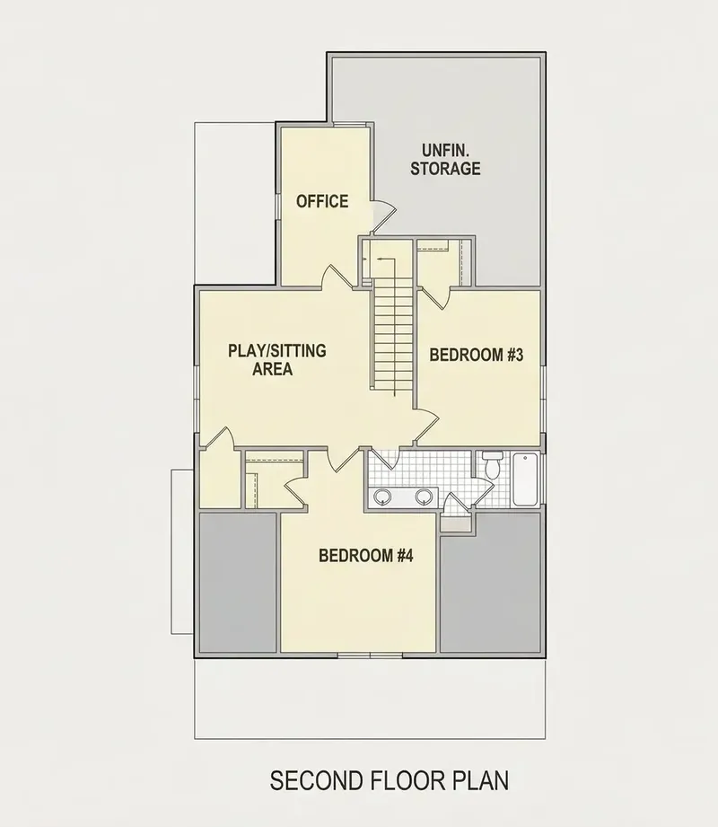 Second Floor 12 – 1.5-Story House Plan 3145 ft², 4 Beds — 57107R
