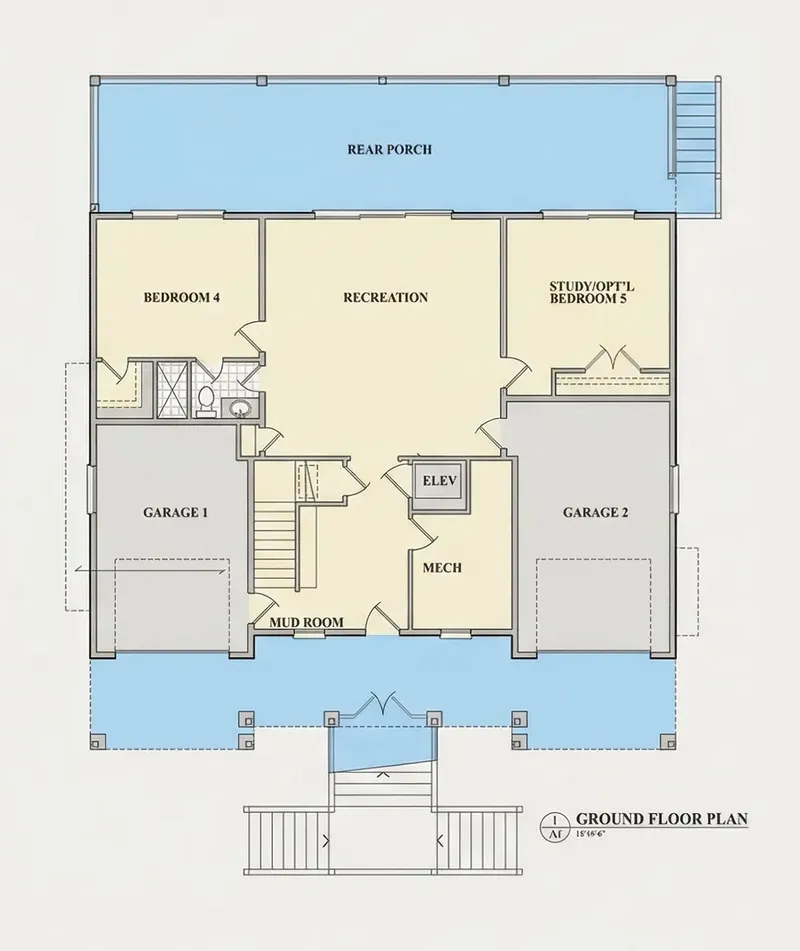 Basement 8 – 3-Story House Plan 4670 ft², 4 Beds — 92833R