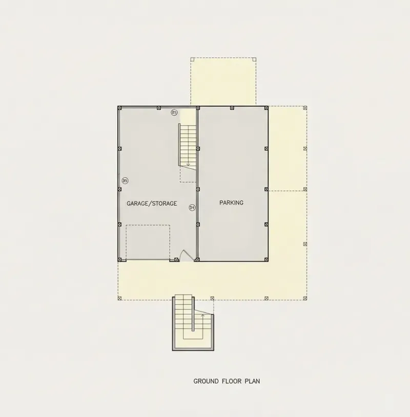 Basement 8 – 3-Story House Plan 1704 ft², 3 Beds — 92700R