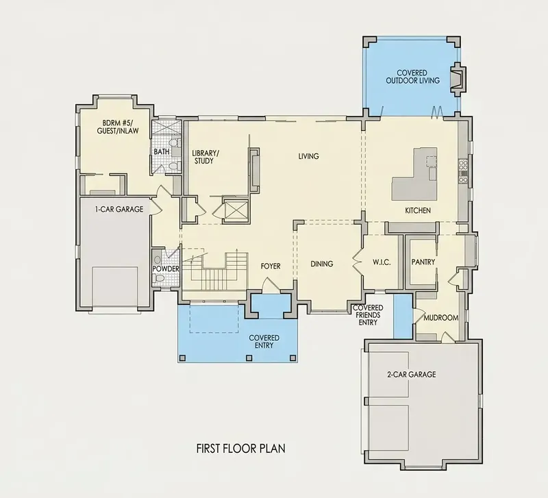 Main Floor 20 – 3-Story House Plan 5200 ft², 5 Beds — 82660R