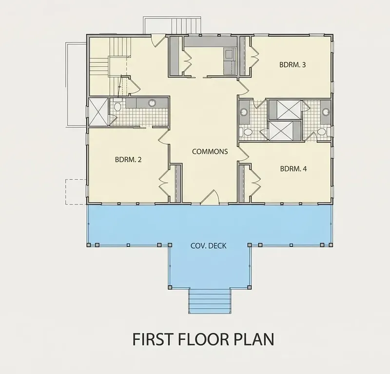 Main Floor 25 – 2-Story House Plan 2966 ft², 4 Beds — 10386R