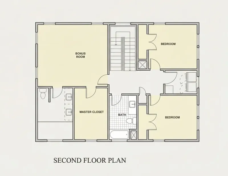 Second Floor 24 – 2-Story House Plan 2649 ft², 3 Beds — 39006R
