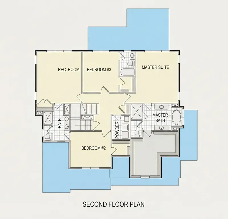 Second Floor 9 – 2-Story House Plan 3223 ft², 4 Beds — 29805R