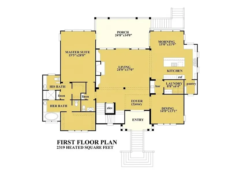 Main Floor 9 – 3-Story House Plan 6164 ft², 4 Beds — 90915R