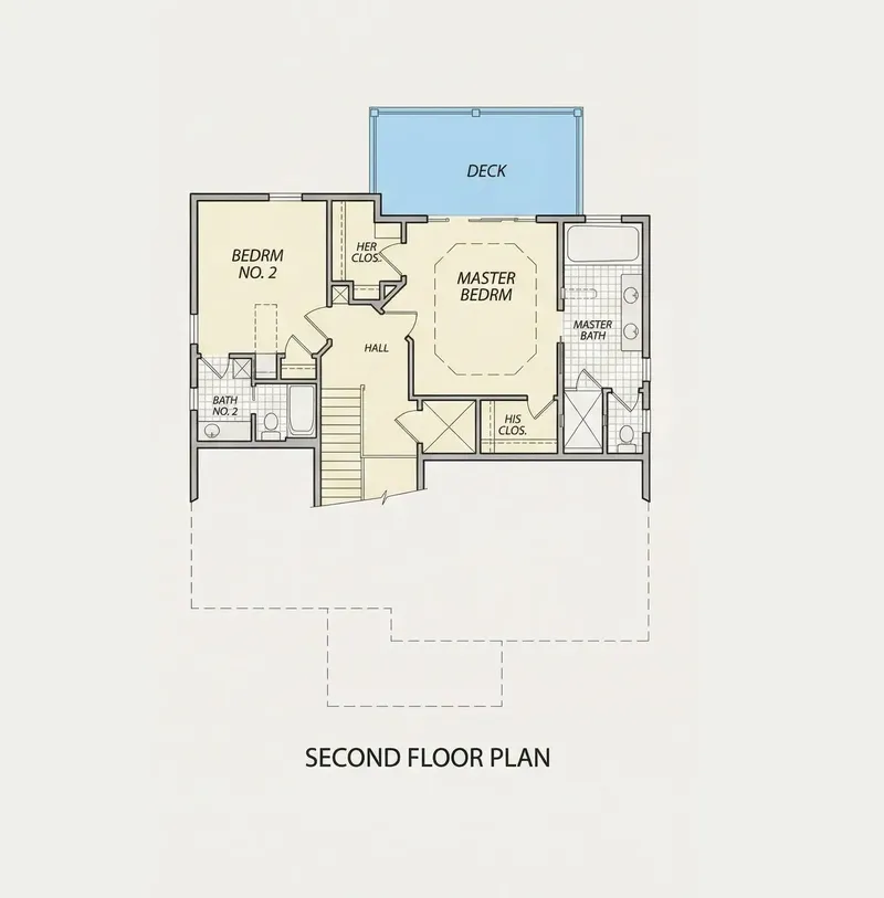 Second Floor 10 – 3-Story House Plan 2696 ft², 4 Beds — 25020R