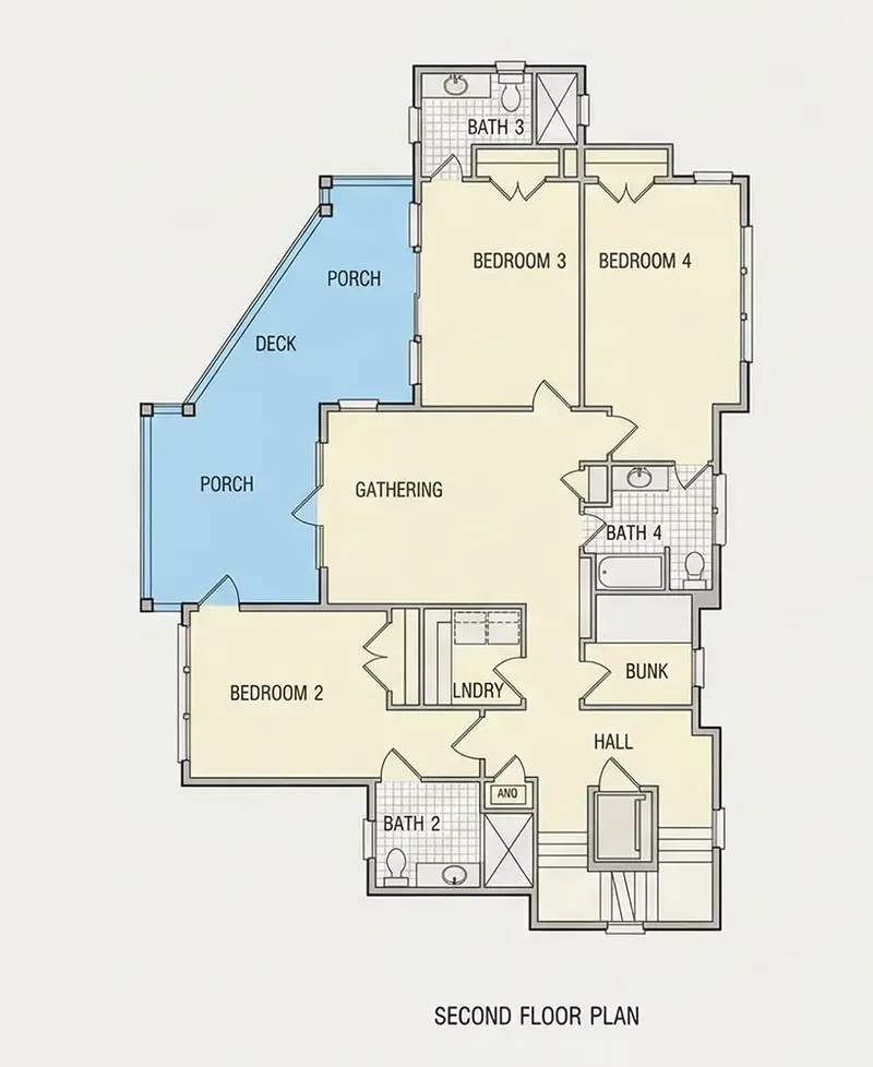 Second Floor 13 – 3-Story House Plan 2295 ft², 4 Beds — 89404R