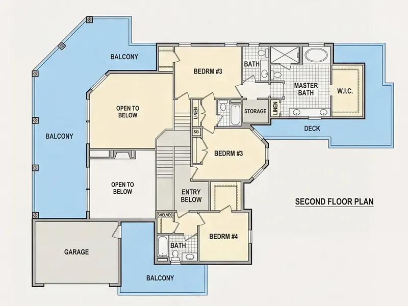 Second Floor 29 – 2-Story House Plan 3565 ft², 4 Beds — 20933R