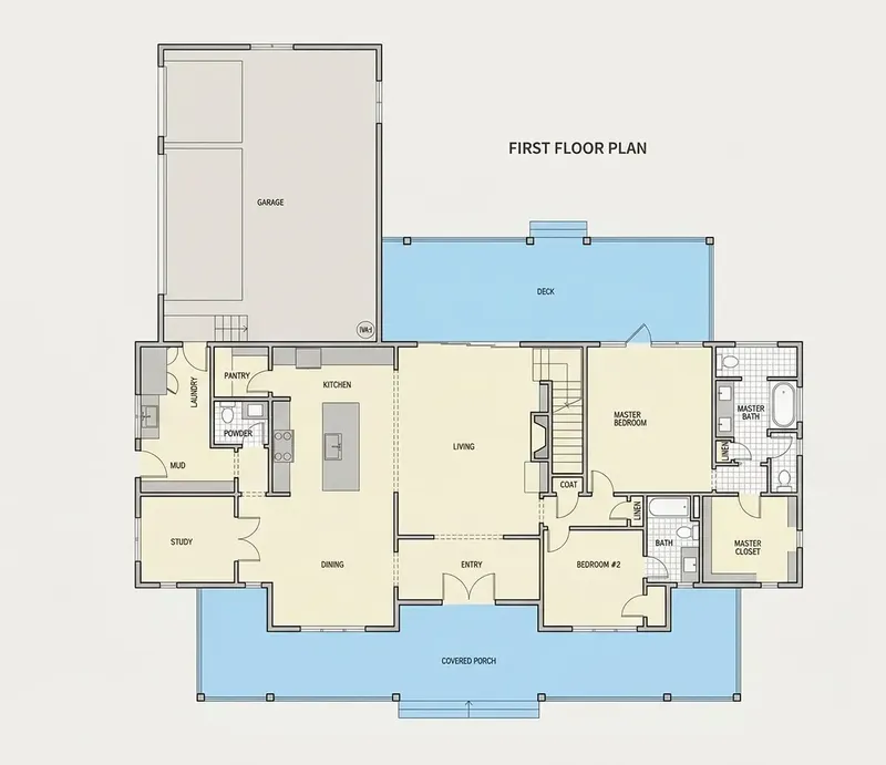 Main Floor 21 – 1.5-Story House Plan 3669 ft², 4 Beds — 11321R