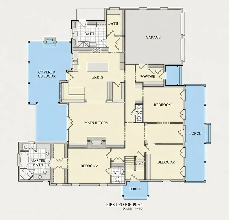 Main Floor 10 – 2-Story House Plan 6086 ft², 6 Beds — 25088R