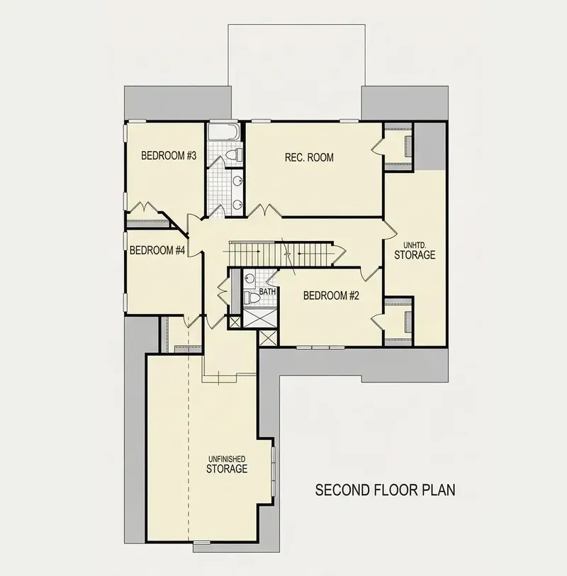 Second Floor 10 – 2-Story House Plan 3143 ft², 4 Beds — 77487R