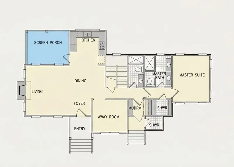 Main Floor 22 – 2-Story House Plan 1706 ft², 4 Beds — 78159R