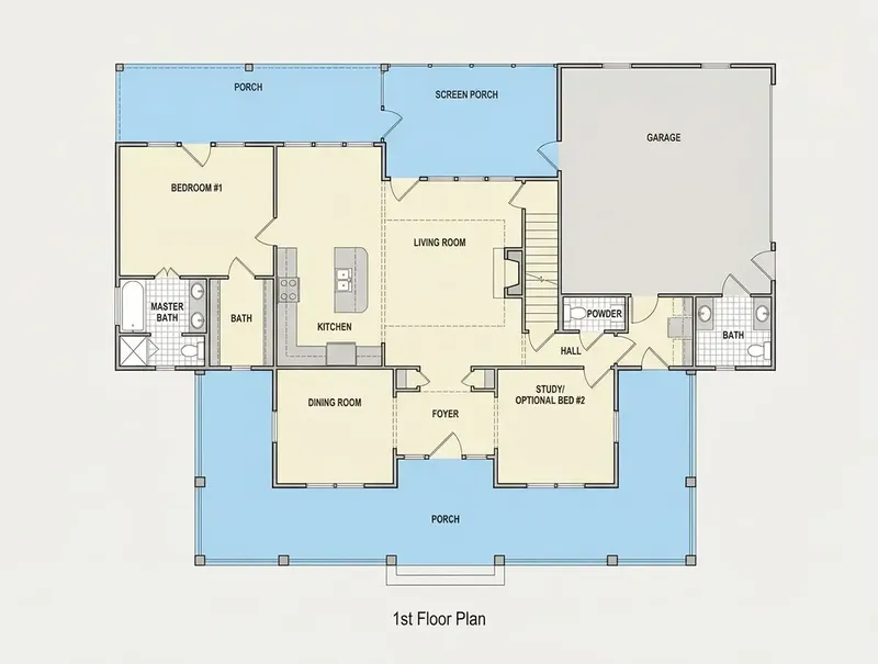 Main Floor 9 – 2-Story House Plan 1980 ft², 3 Beds — 71974R