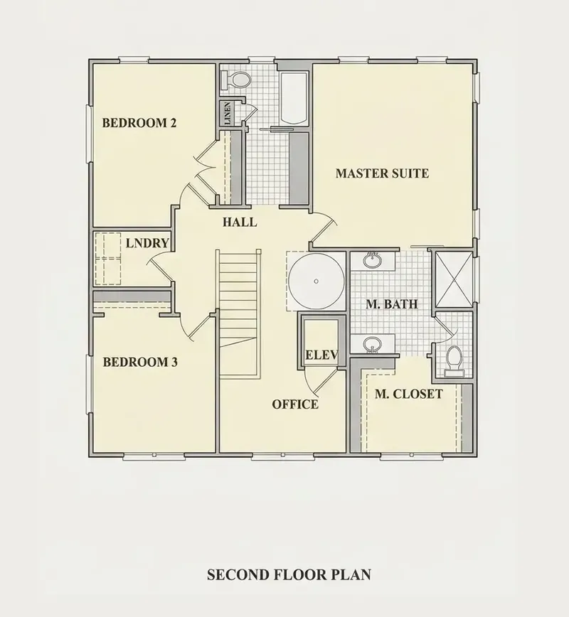 Second Floor 9 – 3-Story House Plan 2722 ft², 4 Beds — 32819R