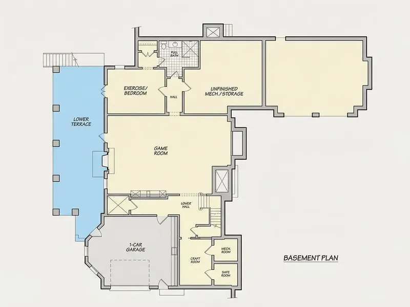 Basement 9 – 1.5-Story House Plan 4547 ft², 3 Beds — 77707R