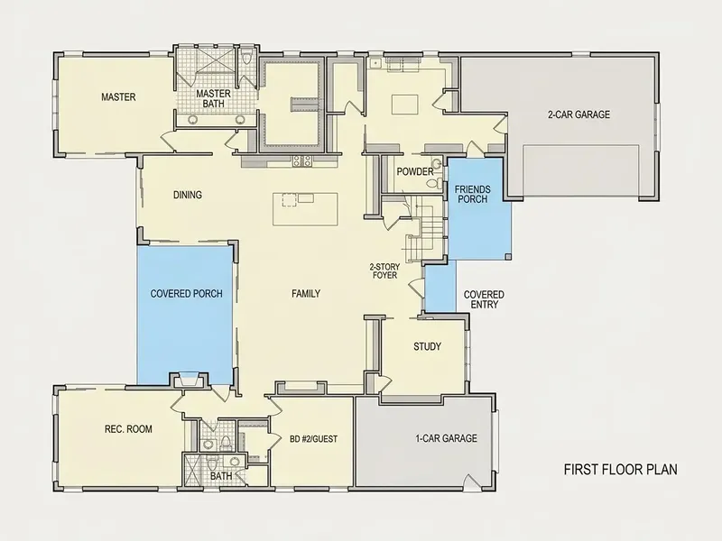 Main Floor 23 – 1.5-Story House Plan 4295 ft², 5 Beds — 33241R