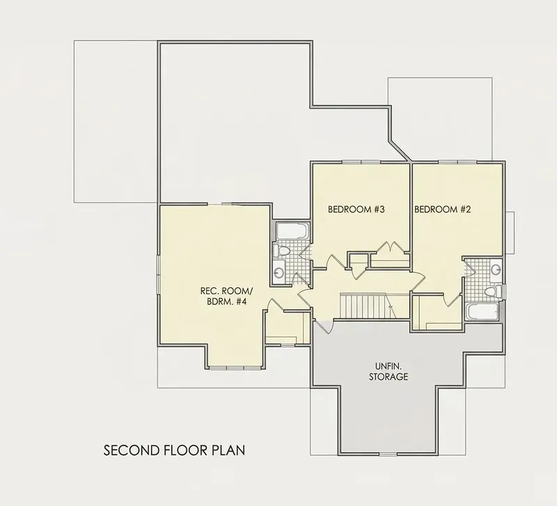 Second Floor 20 – 1.5-Story House Plan 2879 ft², 4 Beds — 27410R