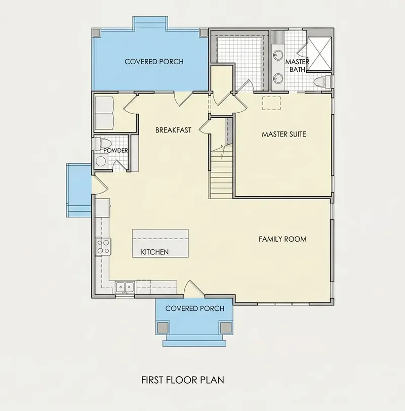Main Floor 6 – 1.5-Story House Plan 1744 ft², 3 Beds — 92980R