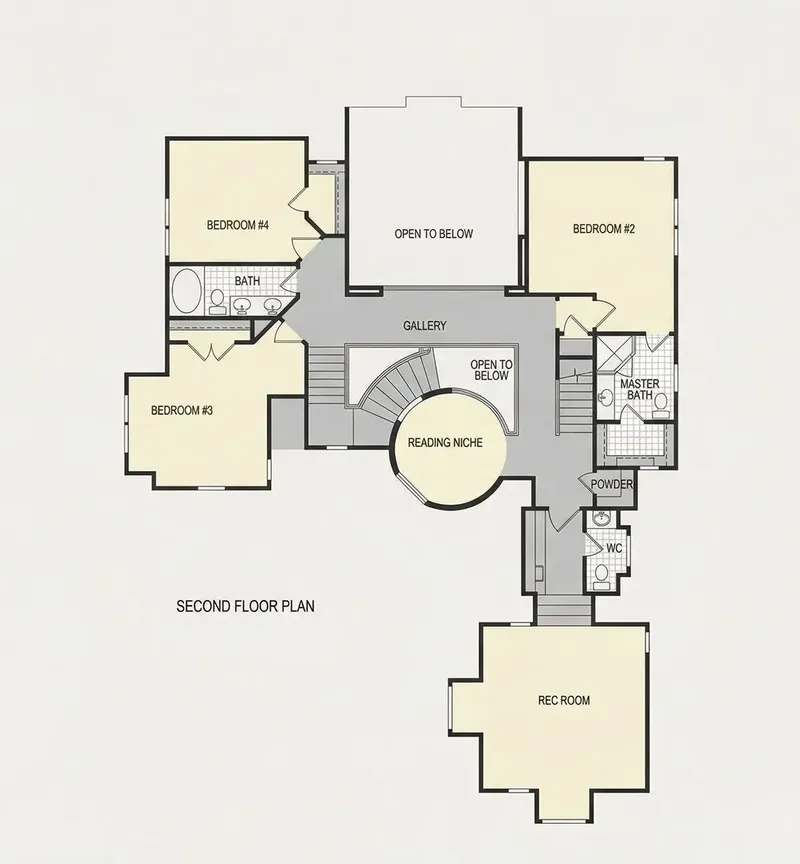 Second Floor 23 – 2-Story House Plan 4300 ft², 4 Beds — 88919R