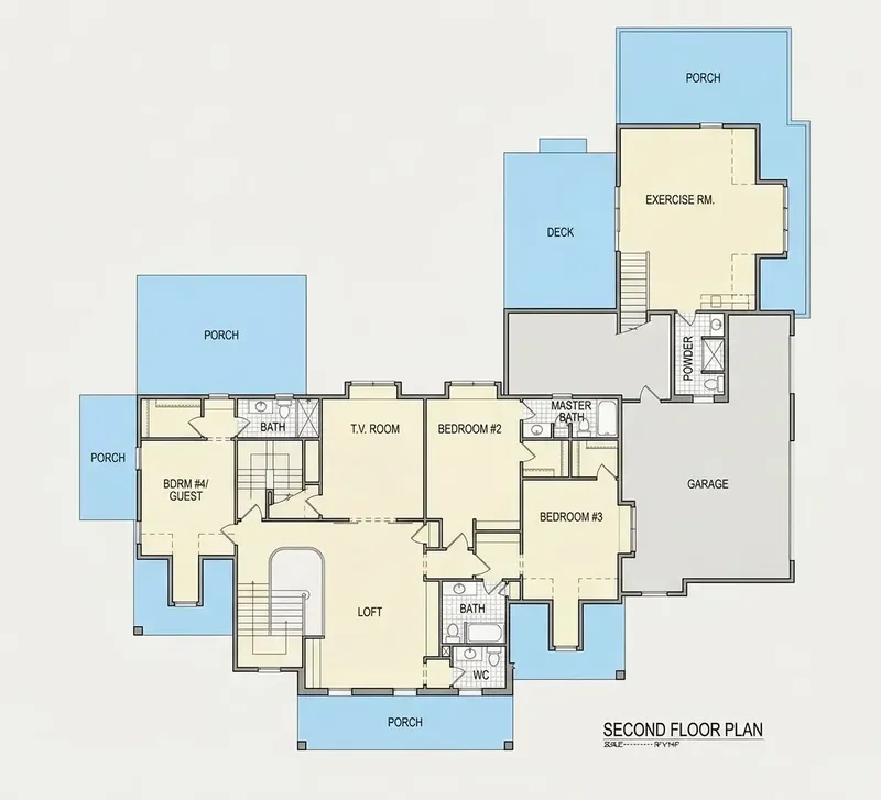 Second Floor 21 – 3-Story House Plan 5621 ft², 4 Beds — 95085R