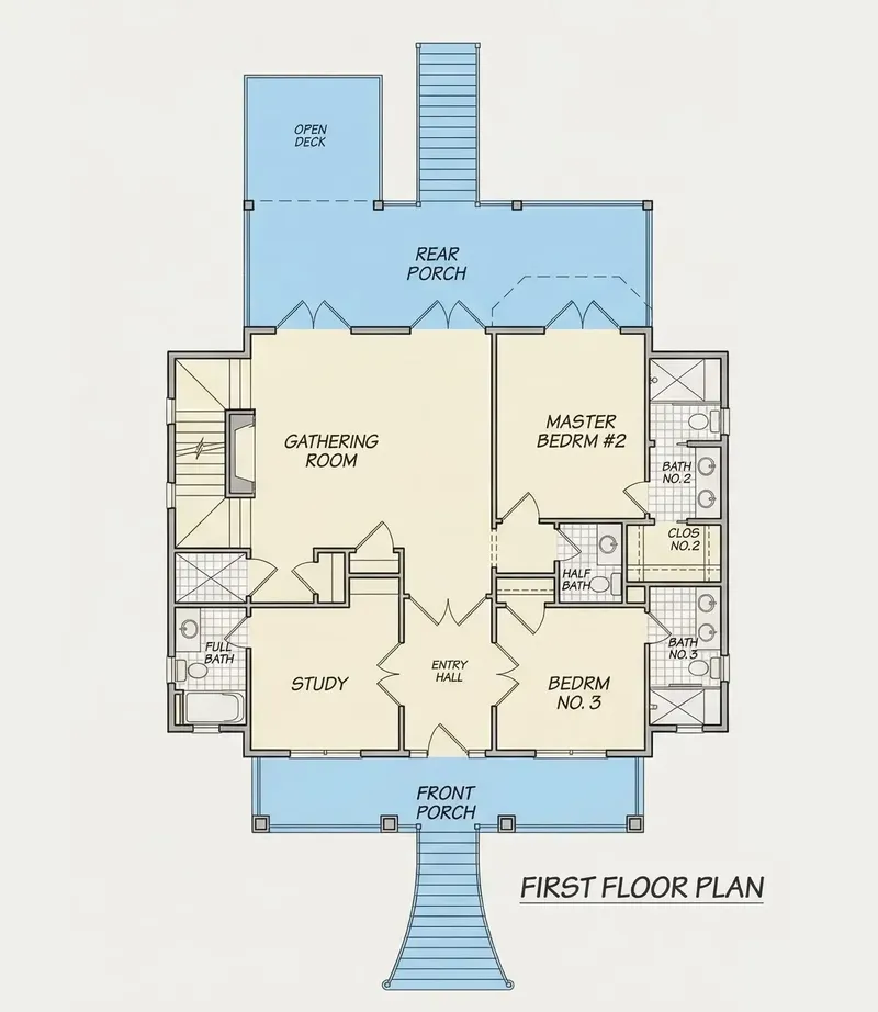 Main Floor 9 – 3-Story House Plan 2877 ft², 3 Beds — 73259R