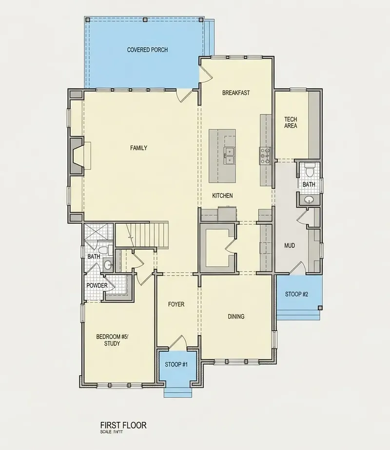 Main Floor 21 – 2-Story House Plan 4400 ft², 5 Beds — 30387R