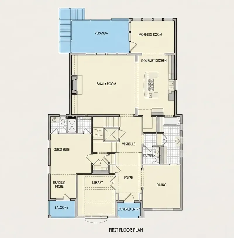 Main Floor 19 – 2-Story House Plan 5705 ft², 5 Beds — 26217R