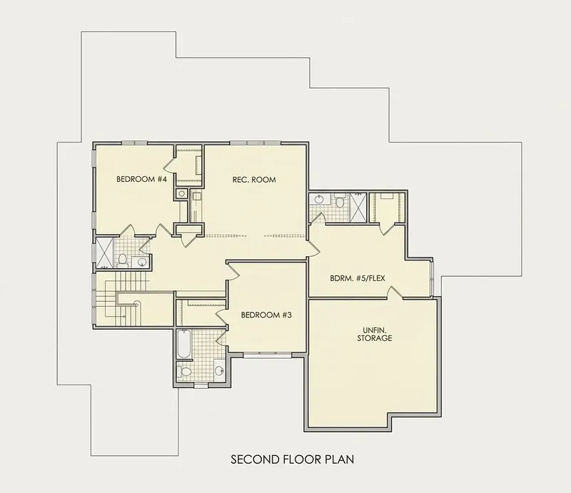 Second Floor 13 – 2-Story House Plan 4037 ft², 4 Beds — 32038R