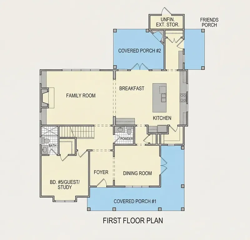 Main Floor 9 – 2-Story House Plan 1765 ft², 5 Beds — 44546R