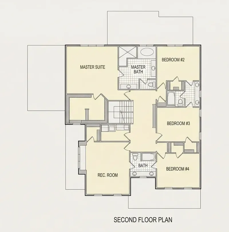 Second Floor 27 – 2-Story House Plan 4886 ft², 5 Beds — 78053R