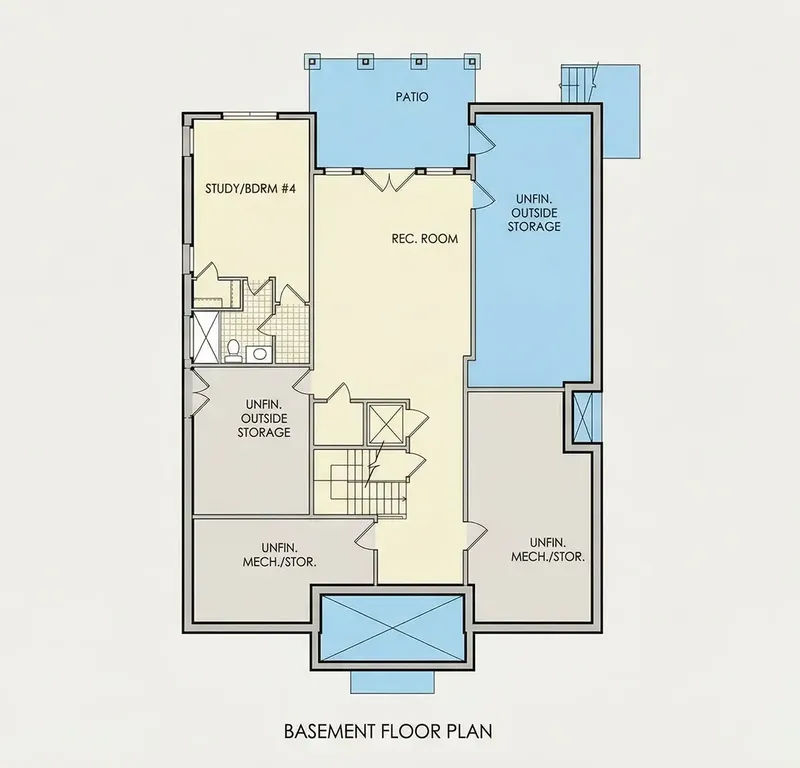 Basement 17 – 1.5-Story House Plan 4539 ft², 4 Beds — 24814R