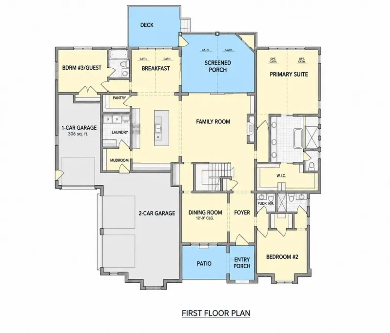 Main Floor 20 – 2-Story House Plan 3879 ft², 5 Beds — 82075R