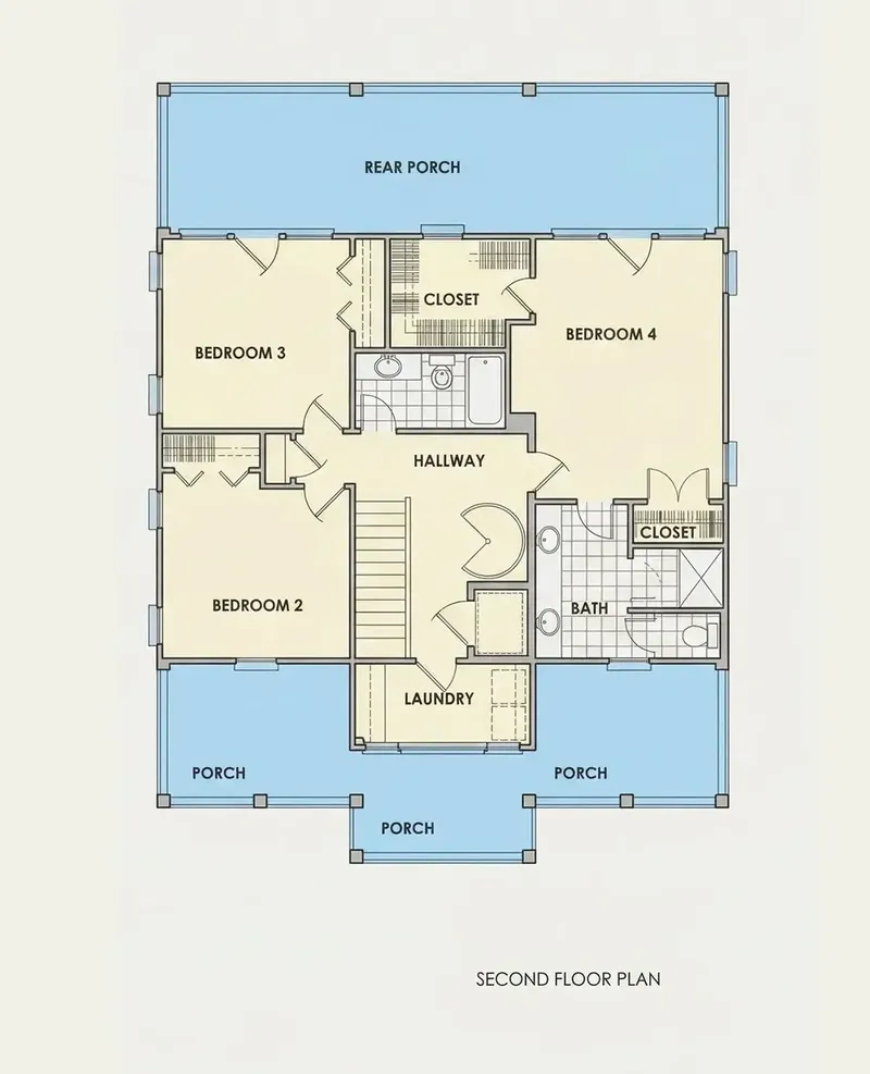 Second Floor 9 – 3-Story House Plan 2676 ft², 4 Beds — 53827R