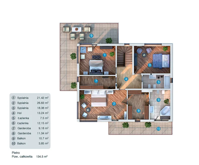 Second Floor 1 – 2-Story House Plan 2378 ft², 3 Beds — 52731C