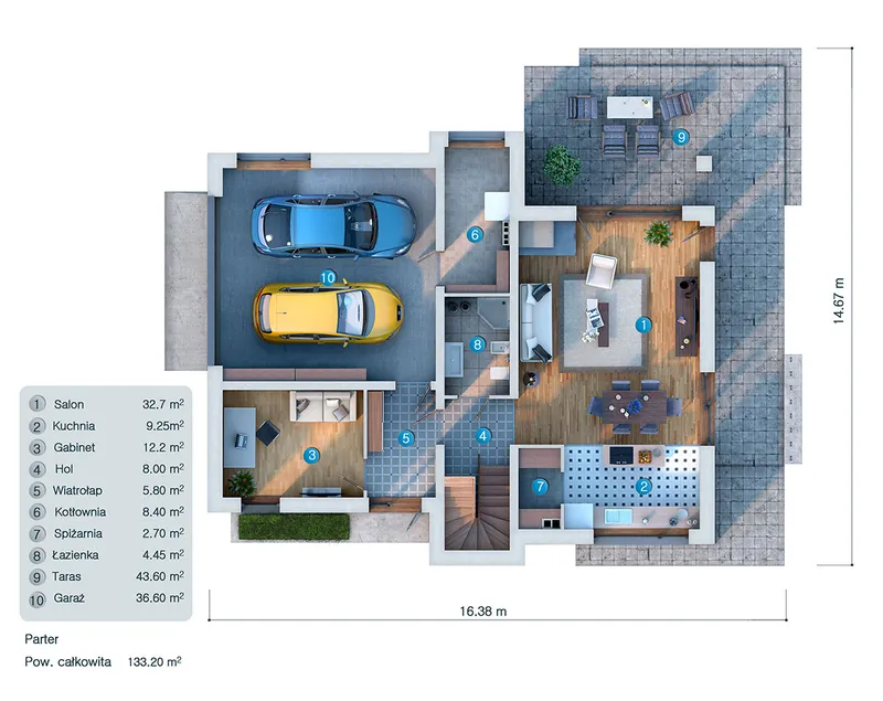 Main Floor 1 – 2-Story House Plan 1926 ft², 3 Beds — 97117C