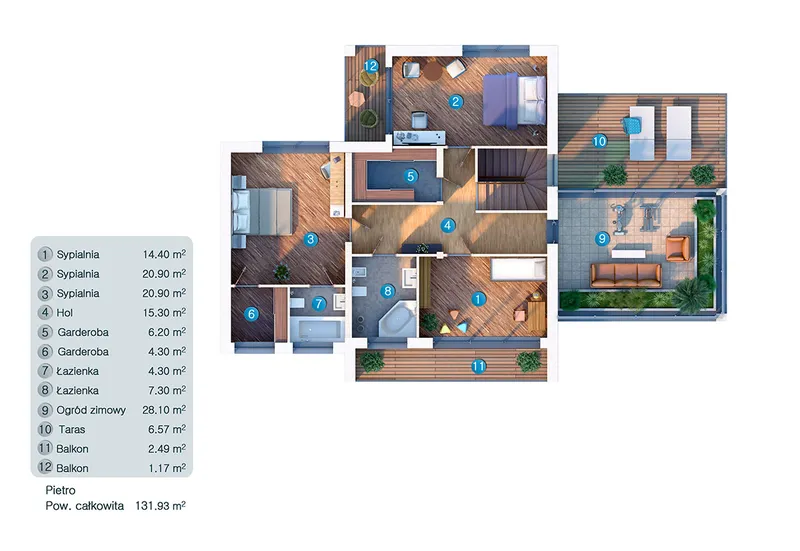 Second Floor 11 – 2-Story House Plan 2453 ft², 3 Beds — 39013C
