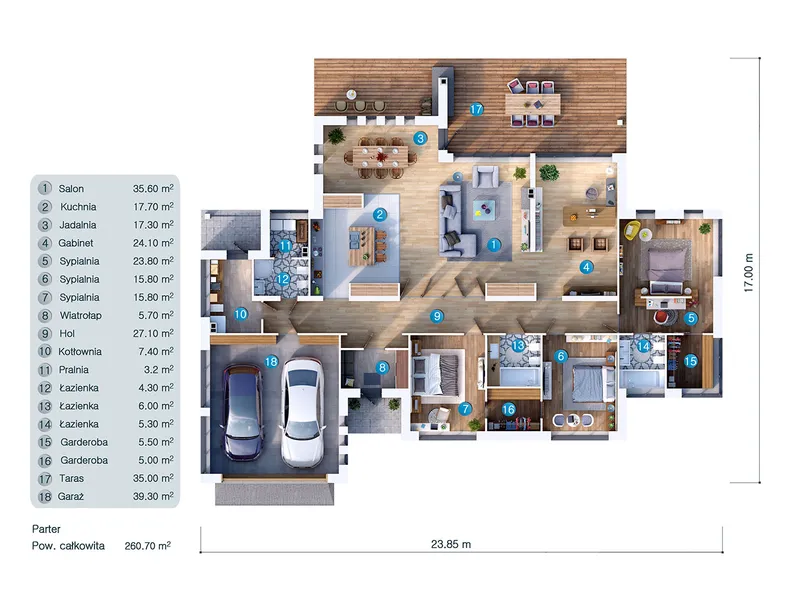 Main Floor 10 – 1-Story House Plan 2375 ft², 3 Beds — 66131C