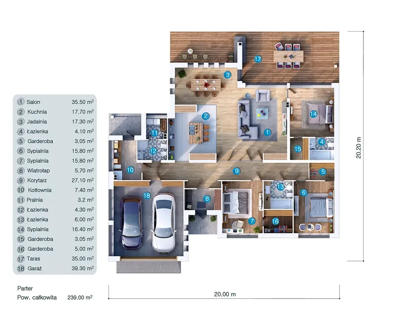 Main Floor 8 – 1-Story House Plan 2012 ft², 4 Beds — 23040C