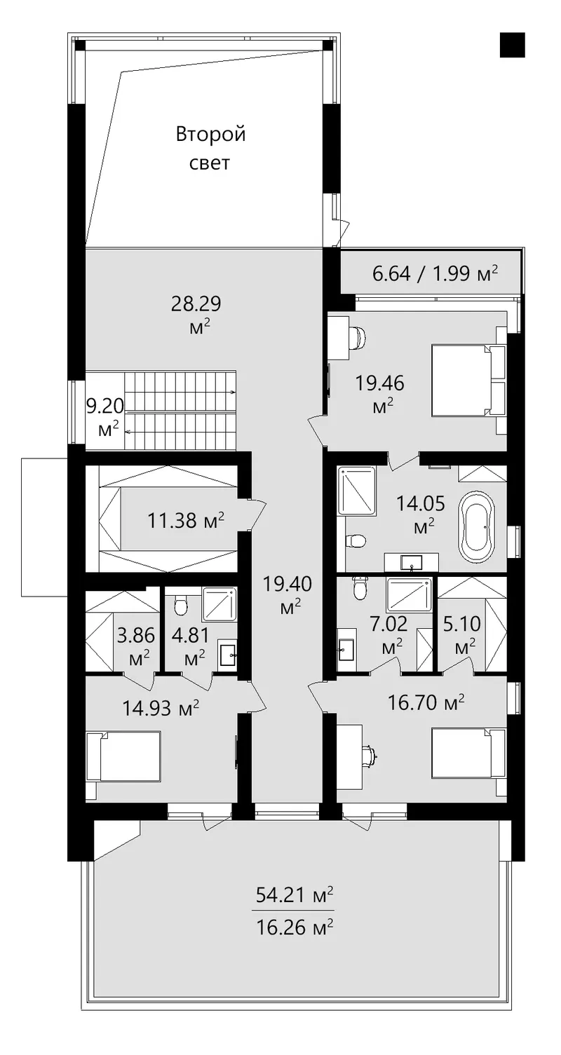 Second Floor 14 – 2-Story House Plan 3954 ft², 3 Beds — 94830R