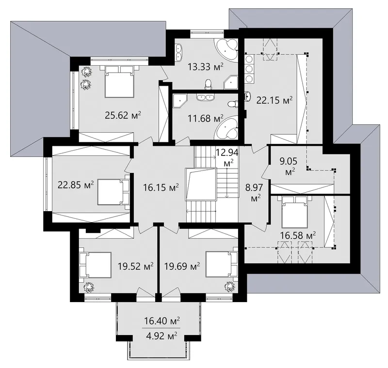 Second Floor 14 – 2-Story House Plan 4234 ft², 5 Beds — 38085C