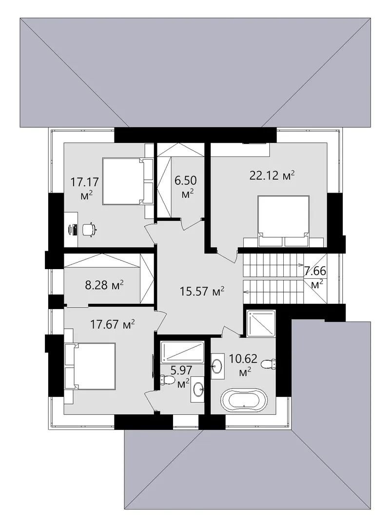 Second Floor 20 – 2-Story House Plan 2760 ft², 4 Beds — 15943C