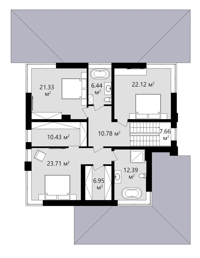 Second Floor 19 – 2-Story House Plan 3002 ft², 4 Beds — 66123C