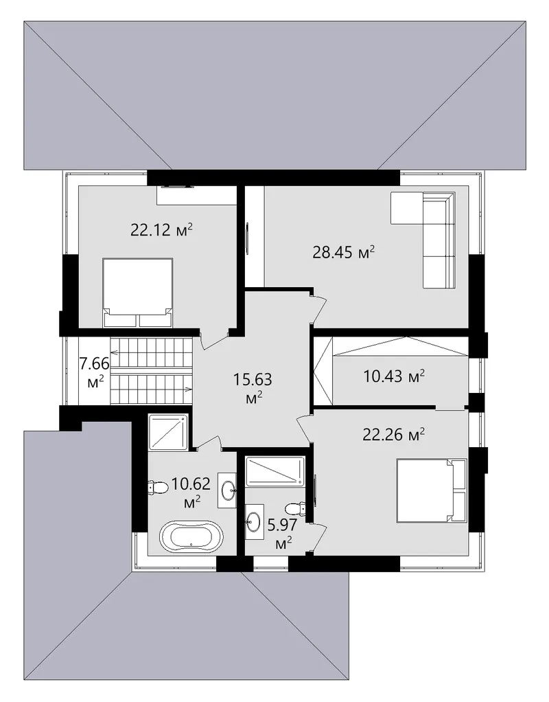 Second Floor 15 – 2-Story House Plan 3025 ft², 4 Beds — 92269C
