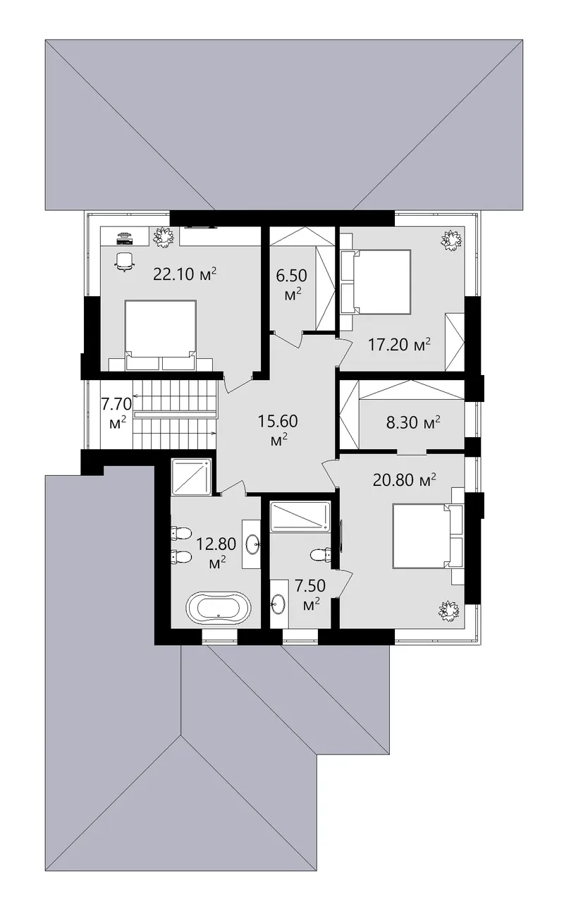 Second Floor 9 – 2-Story House Plan 2872 ft², 4 Beds — 66535C