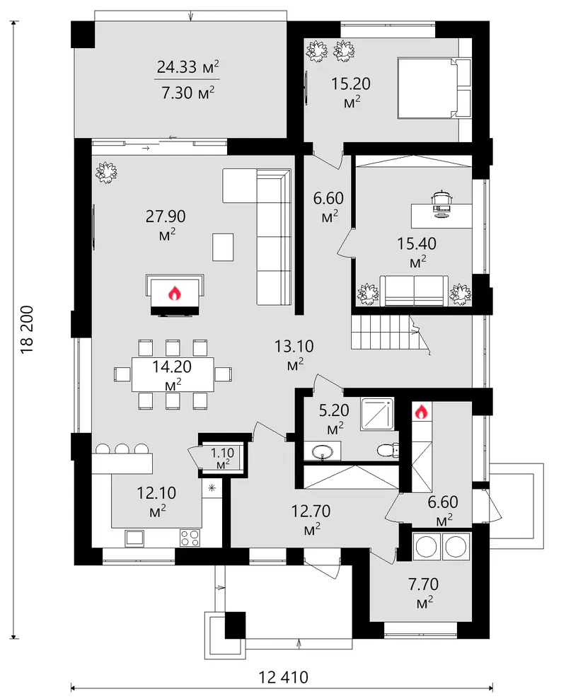 Main Floor 7 – 2-Story House Plan 2751 ft², 4 Beds — 29699C
