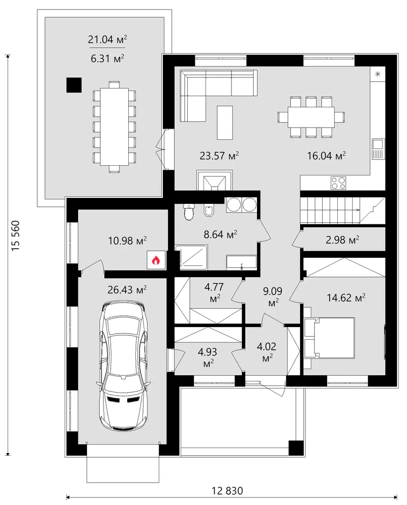 Main Floor 6 – 2-Story House Plan 2137 ft², 4 Beds — 78917C