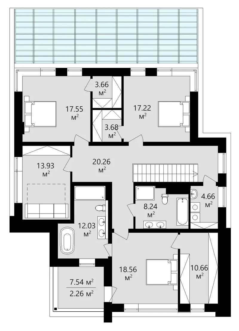 Second Floor 7 – 2-Story House Plan 2714 ft², 3 Beds — 32603C